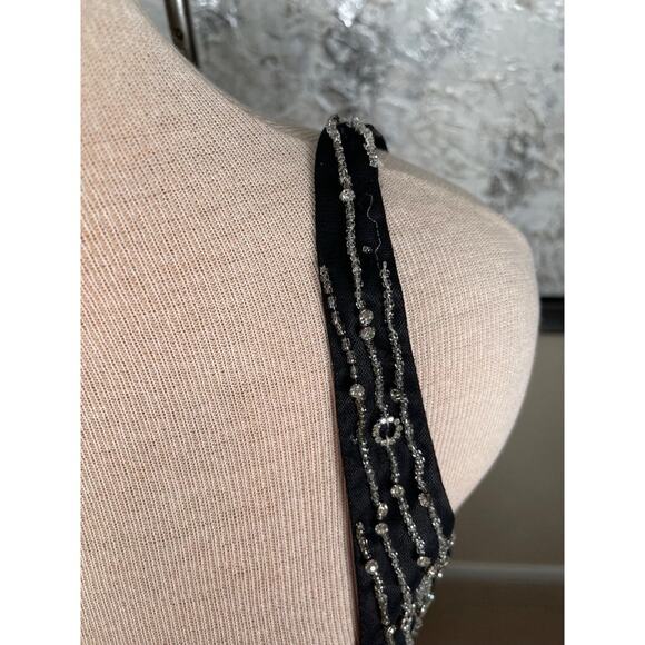 Retrofete Spencer Crystal Beaded Embellished Black and Silver Mini Dress Size M - Picture 9 of 12